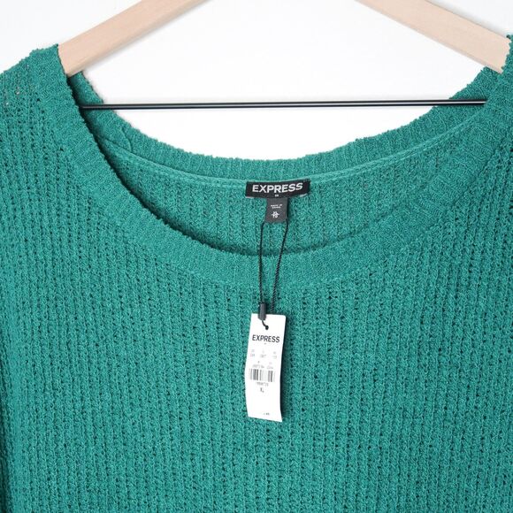Express Womens Pullover Sweater Size XL Green Knit Lounge Oversized Casual - Picture 5 of 11